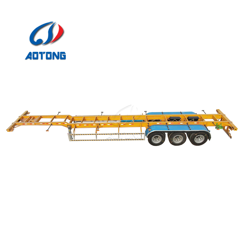 Aotong Tri Axles 40ft Shipping Container Trailer for 45ft Container Transportation
