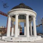 Luxury White Marble Garden Gazebo Metal Wrought Roof Dome Pavilion Modern Large