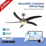 Indoor 52 Inch Remote Control Modern LED Ceiling Fan 5 Plywood Blades