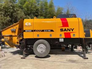 Quality 75KW Used Electric Concrete Trailer Pump Sany Yellow HBT60C wholesale