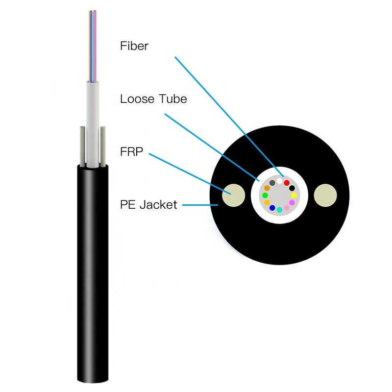 12F Overhead Outdoor Fiber Optic Cable GYXFTY G655 G652D G657A Non Metallic