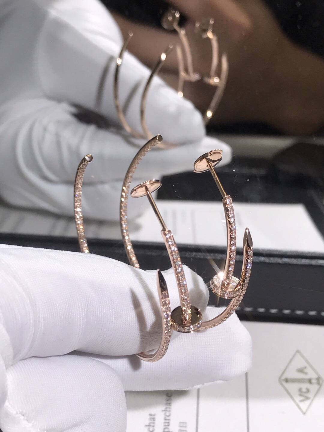 18k Gold Car Tier Juste Un Clou Earrings Full Set Gift Box With Certificate Vs Natural Diamonds