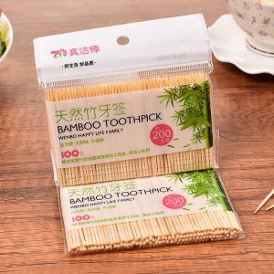 Quality 500 Pcs Premium Natural Bamboo Dental Round Wooden Toothpicks With Poly Bag wholesale