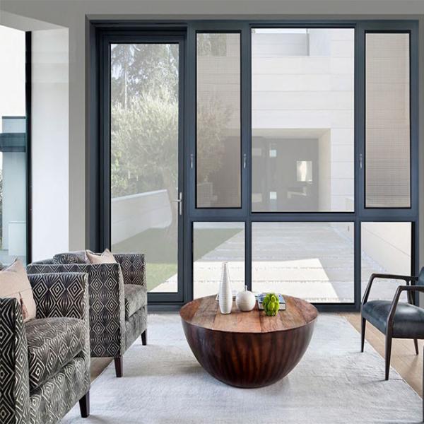 Wood Colour Custom Aluminium Windows Thermal Break Insulated For Commercial