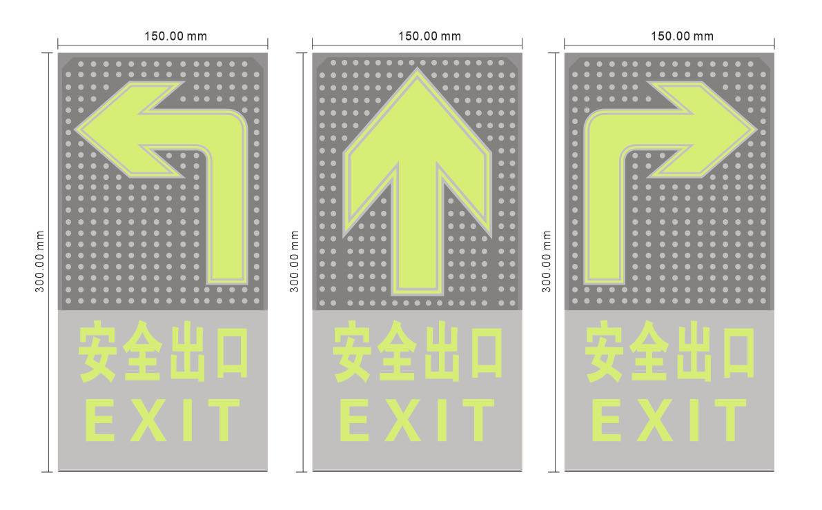 Rectangular Brushed Aluminum Exit Sign Glow In The Dark Building Evacuation Signage