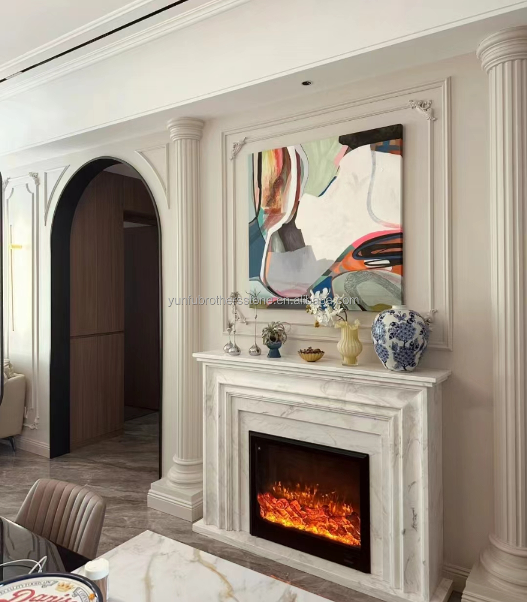 Coal Fireplaces Modern Italian Style Marble Sofitel Fireplace Mantel for Indoor Decor