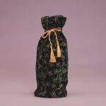 Embroidered Velvet Wine Bags Reusable Wine Bag with Golden Strings