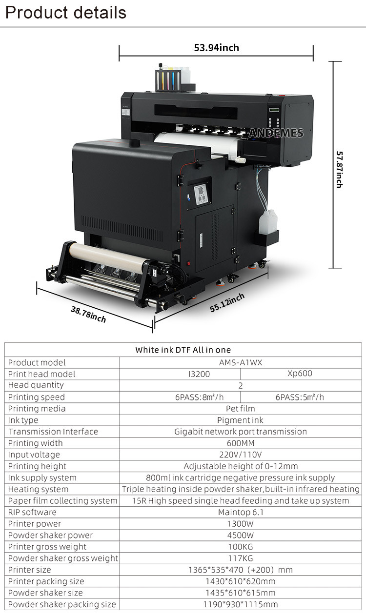 Automatic Grade Automatic A1 DTF Printer With Ink Textile PET Film Ink Printing Width A1 24 Inches