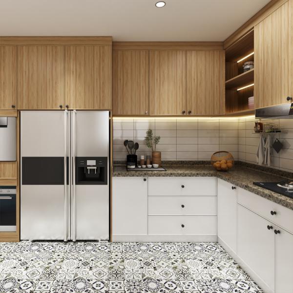 Customized Veneer Color Modern Design Modular Solid Wood Kitchen Cabinets