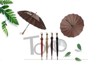 Quality Wooden Unbreakable Walking Stick Umbrella Auto Open 190T Polyester Fabric wholesale