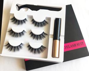 Quality 3D Silk Natural Black Magnetic False Lashes With Flexible Band wholesale