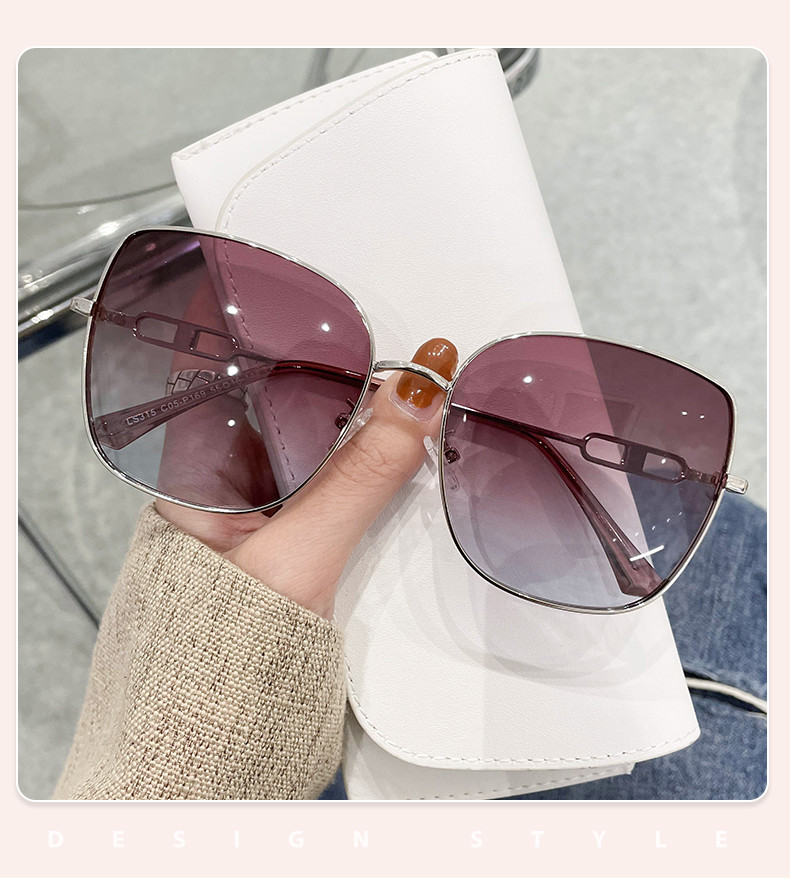 CE Square Ladies Large Sunglasses Metal Frame Flat Top Elastic