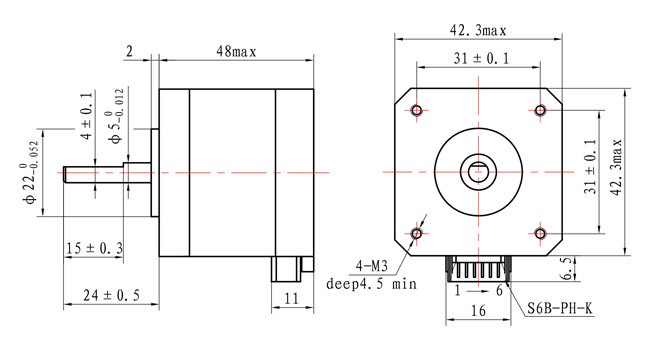 Casun 550mN.m Motor paso a paso Two Phase Stepper Motor 42*42*48mm NEMA 17 1.8 Degree