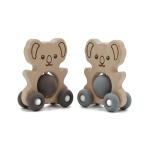 Wooden Kids Nursing Toy FDA Silicone Pantone Color Teething Rattle Toy