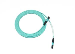 Quality 3.0mm LSZH Jacket 12 Core OM3 MPO Cable Aqua Color For 40/100G Connectivity wholesale