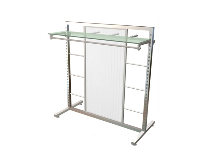 Multi - Functional Garment Display Stand Light duty Simple Style With Clear Glass Shelf