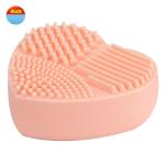 Super Ability Household Pink Orange Scrubber Rubber Silicone Heart Brush Mat