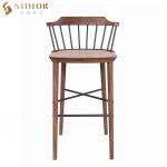 Solid Wood Mid Century Modern Bar Stools Set Of 2 Comfortable 75cm Height