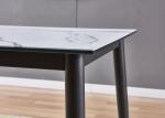 Marble Material 90cm 50kgs Black Metal Leg Dining Table