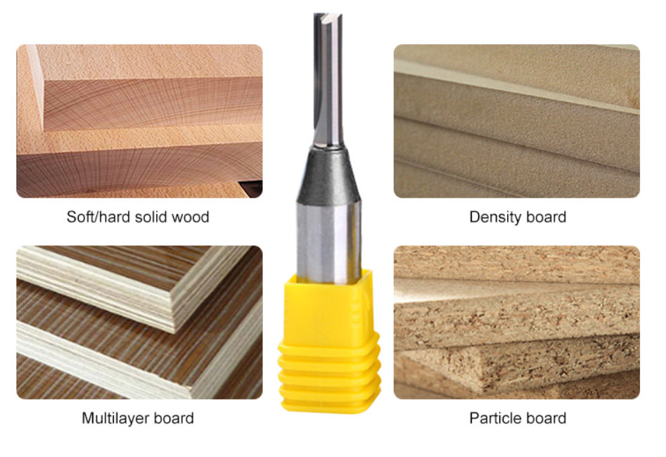 1/4'' Shank Two Flutes TCT Straight Bits For Wood Cutting / Carbide Solid End Mill