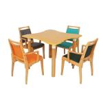 Scandinavian Style Solid Wooden Dining Table Easy Cleaning Polygonal Shape