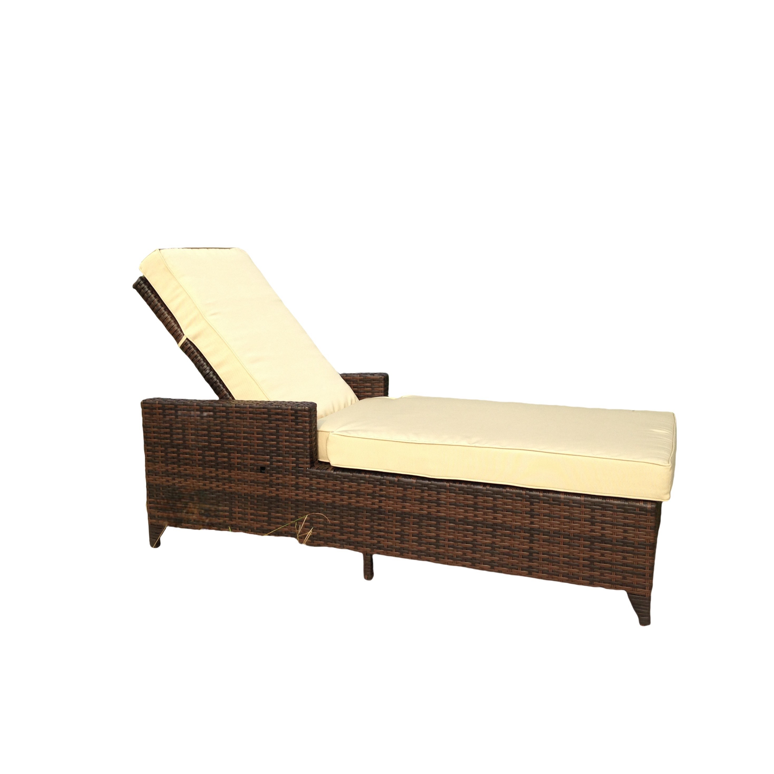 Adjustable Outdoor Garden Beach Pool Rattan Lounger Sunbed Cushion Chair CE BSCI