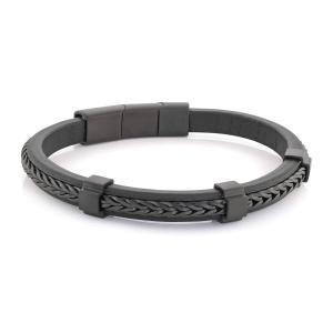 Quality Luxury Custom Logo Men's Magnetic Clasp Men Jewelry Bracelet Leather Bracelet wholesale