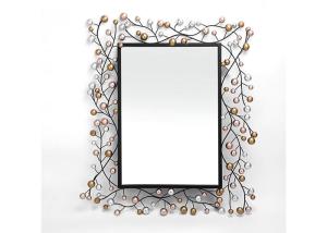 Quality Large Size Floral Rectangle Wrought Iron Mirror Wall Decor For Home Decoration wholesale