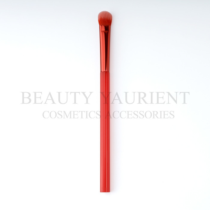 ISO14000 Red Plastic Handle Round Eyeshadow Brush With 2tone Red And Light Red Tips