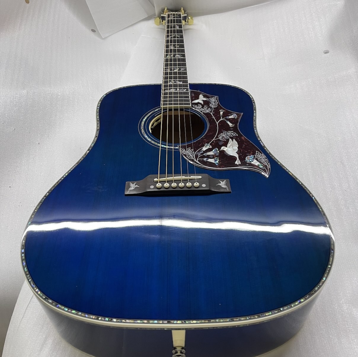 Custom GB-Viper Blue Dove Acoustic Guitar 41 Inches D Body Abalone Inlay Binding