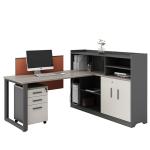 Contemporary Single-Person Office Desk Modern Steel and Wood Combination