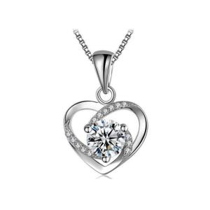Quality 5A CZ Sterling Silver Heart Pendant Necklace wholesale
