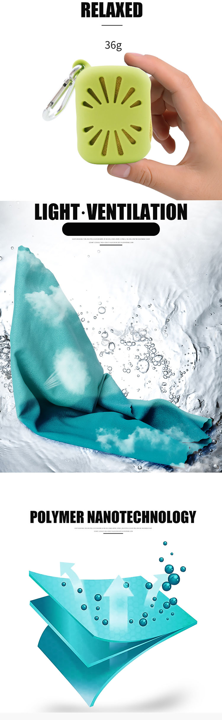 Antibacterial Microfiber Quick Dry Towel with Silicone Cap