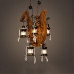 Antique Industrial Retro Wood E27 LED Ceiling Chandelier Lightin Creative LOFT