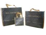 75g Shining Black Square Veins Non Woven Reuseable Carrier Bags For Shopping
