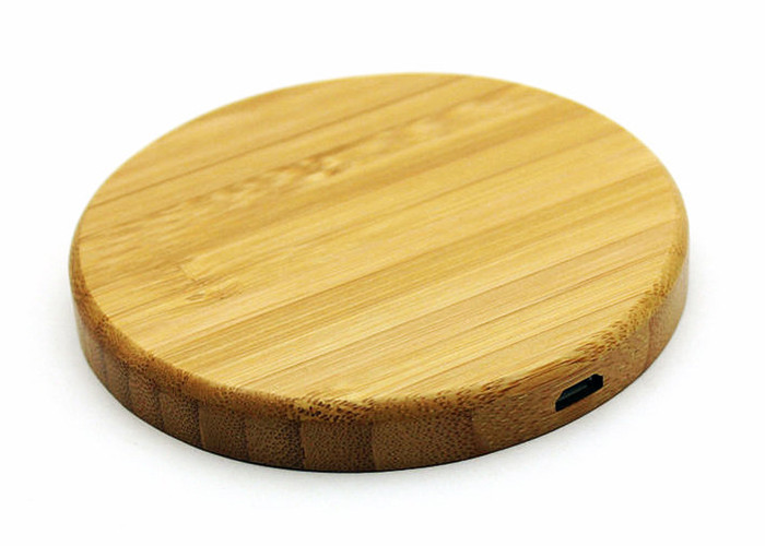 Wireless Charging Round Shape Power Bank Maple Wooden Bamboo Material