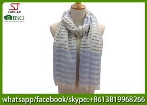 Quality China supplier three colors stripe yarn dyed fabric spring summer scarf 80*190cm100% Polyester keep fashion chiffon wholesale
