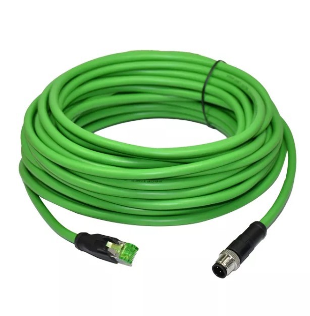 M12 Wire 8 Pin Cable Connector M12 8 Pin X Code To Male RJ45 Overmoulded