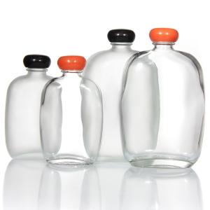 Quality Customized Logo 100ml Glass Clear Coffee Beverage Juice Bottles With Aluminum Screw Cap wholesale