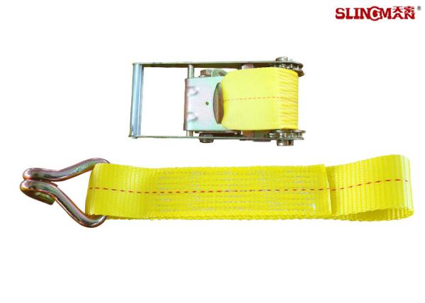 4 Inch 30 Foot Ratchet Tie Down Straps / Load Hugger Cargo Control Yellow For