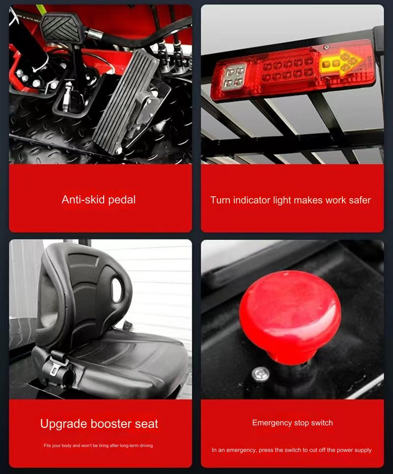 Solid Tire 2 Tons 4 Wheel Electric Forklift With Emergency Stop Button, 3-6M Lifting Height, AC Controller