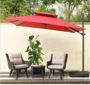 Quality Outdoor Red Large Cantilever Hanging Umbrella with Roman Style and Backless Feature wholesale