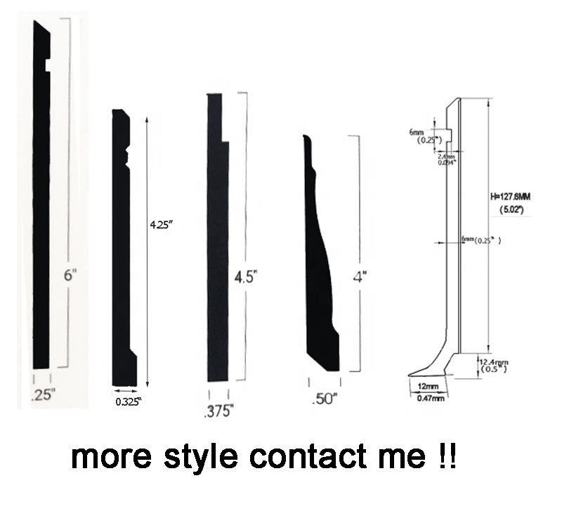 Eco-friendly Flexible Rubber Wall Baseboard for Flooring Accessories in White Black Color
