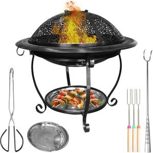 Quality 22'' Wood Burning Barbecue Fire Pit For BBQ Grill Backyard Garden Patio Camping Beach wholesale