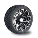 Machined Gloss Black Golf Cart Wheel And Tire Combo 215/35-12 Low Profile DOT
