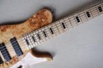 Custom 6 Strings Neck Thru Body Electric Bass Guitar with 24 Frets Active Pickup
