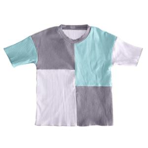 Quality 100% Ribbed Cotton Kids Slim Fit Stretchy Patchwork Short Sleeve Tee Shirts Cosy Baby Summer Tops For Girls Boys wholesale