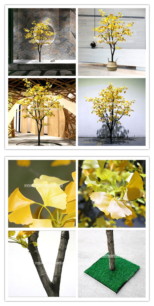 Small 1.75m Artificial Ginkgo Tree Yellow Leaf Store Decoration Corrosion Resistance