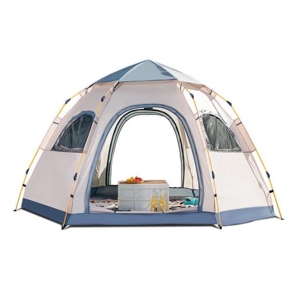 Hexagon 4 Person Camping Sun Shade Tents Outdoor Double Layer Rain Wind
