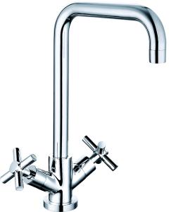 Quality Economical Kitchen Mixer Taps Double Handle Brass Kitchen Sink Faucets T81024 wholesale